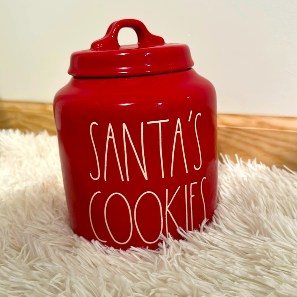 Rae Dunn “Santas Cookies” Cookie Jar Red New